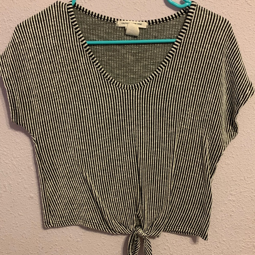 Striped front knot top